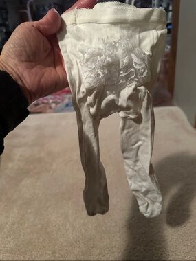 Cream Ruffle Baby One-Piece Footie Tights